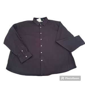 Reaction Kenneth Cole Men Long Sleeve Shirt Big &Tall 4XL Eggplant Button Up New